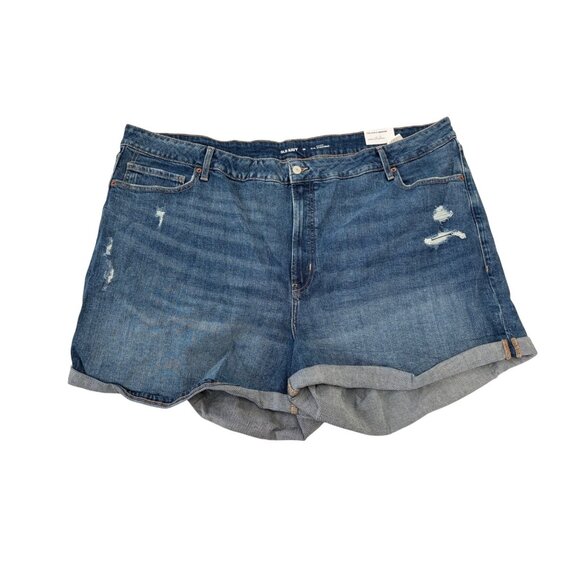 Old Navy OG Straight Distressed Blue Denim Jean Shorts Inseam 3in Size 28 New - Picture 1 of 6